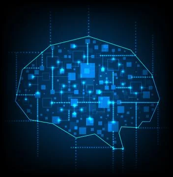 Hi tech brain. Made in style of social networks Stock Illustration