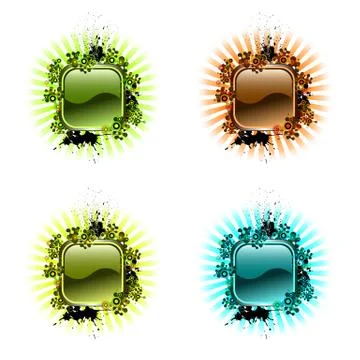Hi-tech button and rays Stock Illustration