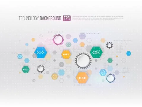 Hi-tech computer technology concept on the grey background. Futuristic simple Stock Illustration