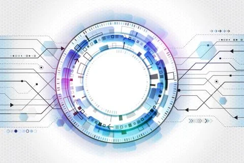 Hi-tech computer technology concept on the grey background. Futuristic radial Stock Illustration