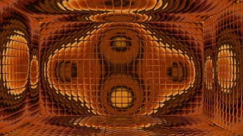 Hi-tech cubes room stage background gold Video stock 201736593