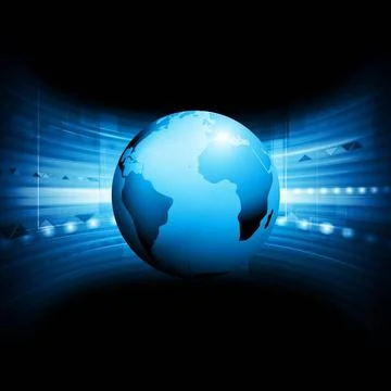 Hi-tech dark blue background with globe. Vector design eps 10 Hi-tech dark... Stock Photos