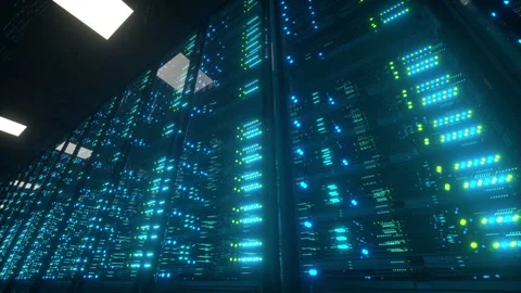 Hi-Tech Dark Data Center Vídeo Stock 127923003