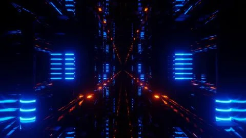 Hi-Tech Data Server Portal 4k uhd 3d illustration background Stock Illustration