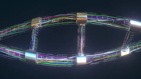 Hi-tech device with many wires and plugs, electronics related looping 3D Stock Footage 165649875