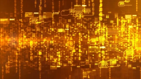Hi-tech digital abstract background display holographic information gold colo Stock Footage 91883316