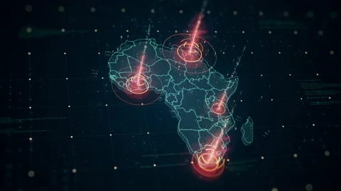 Hi-Tech Digital Africa Mapping HUD Elements Stock Footage 165751030