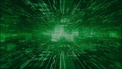 Hi-tech digital and information motion graphics abstract background green col Video stock 95305627