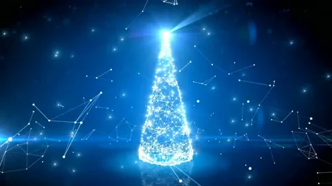 Hi-Tech Digital Animated Christmas Tree. Constellations. Happy New Year. 4K Stock Footage 204863451