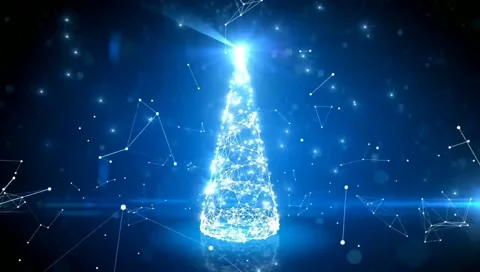 Hi-Tech Digital Animated Christmas Tree. Constellations. Happy New Year. 60 fps. Stock Footage 221023933