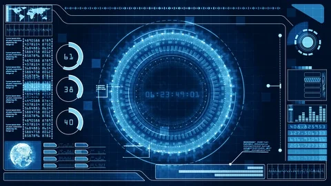 Hi-tech digital for background interface head up display holographic informat Stock Footage 93294688