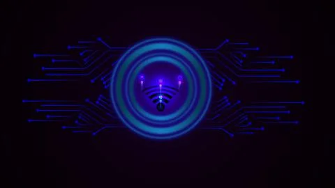 Hi-tech digital circuit board with Wi-Fi connecting system illustration bac.. Stock Illustration