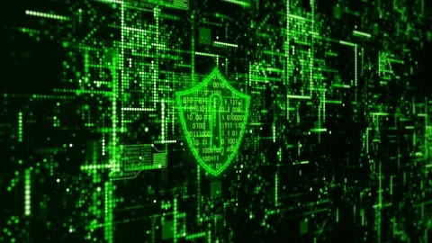 Hi-Tech digital cyber security display holographic information abstract backg Stock Footage 100379433