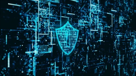 Hi-Tech digital cyber security display holographic information abstract backg Stock Footage 100379800