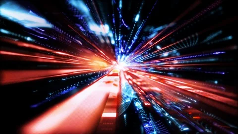 Hi-tech digital cyberspace movement, Digital data network connections, Future Stock Footage 128017917