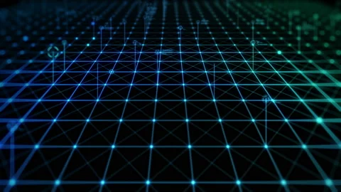 Hi-tech digital data network technology background with fly through camera Stock Footage 237097879