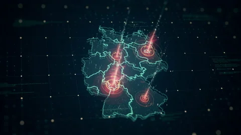 Hi-Tech Digital Germany Mapping HUD Elements Stock Footage 165751466