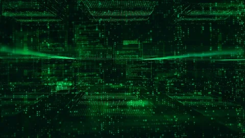 Hi-Tech Digital matrix particles and grid motion abstract background Stock Footage 94137445