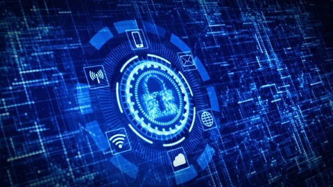 Hi-Tech digital security display infographic Video stock 99991129