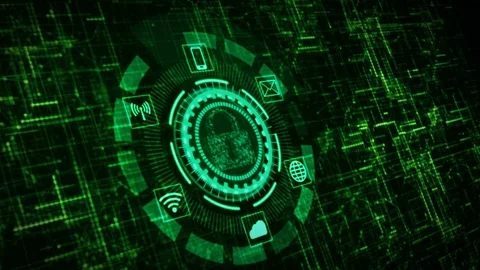 Hi-Tech digital security display infographic Stock Footage 100012840