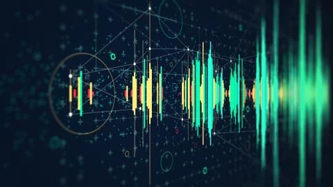 Hi-Tech digital technology frequency wave diagram concept, futuristic hud vis Stock Photos