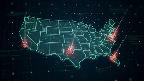 Hi-Tech Digital USA Mapping HUD Elements Stock Footage 165057468