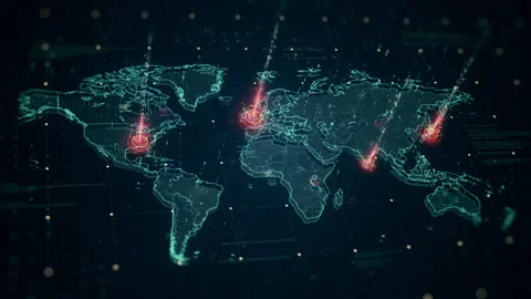 Hi-Tech Digital World Mapping HUD Elements Stock Footage 165057663