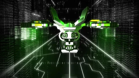 Hi-Tech Drone Floating In Virtual Urban Space Made Of Objects Projections 库存影片 211822501