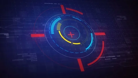 Hi-Tech Futuristic HUD Display Circle Elements Looping Animation 4K Stock Footage 70342017