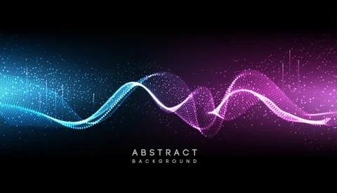 Hi-tech futuristic techno background, neon shapes and dots. Technology Stock Illustration