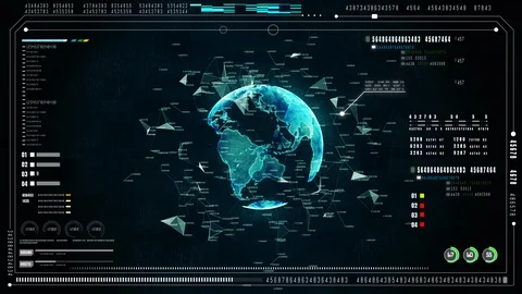 Hi-Tech futuristic user interface head up display screen with digital data an Vídeo Stock 111709490