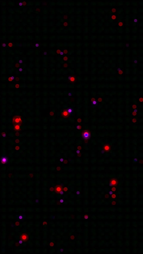 Hi-Tech Glowing Red Purple Particles on Neon Digital Grid Technology Background Stock Footage 340756251
