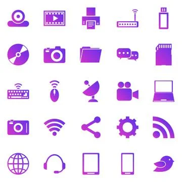 Hi-tech gradient icons on white background Stock Illustration