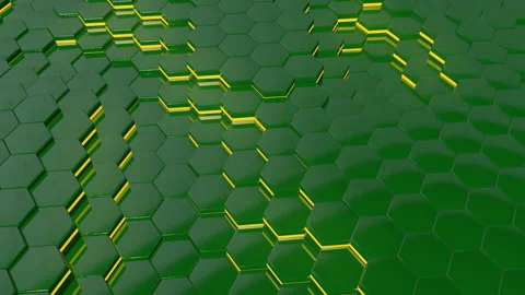 Hi-Tech Hexagon Pattern Green Wave - Abstract VJ Stock Footage 139614791