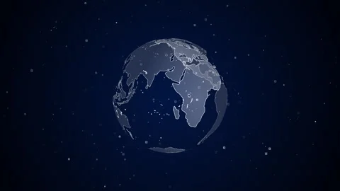 Hi-Tech Hud Circles World Map Point And Line, Global Network Business Connection Stock Footage 337933567