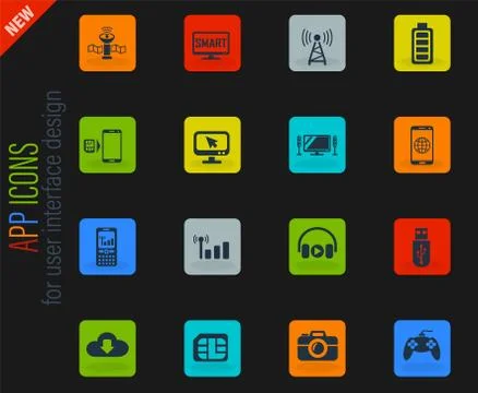 Hi tech icon set Stock Illustration
