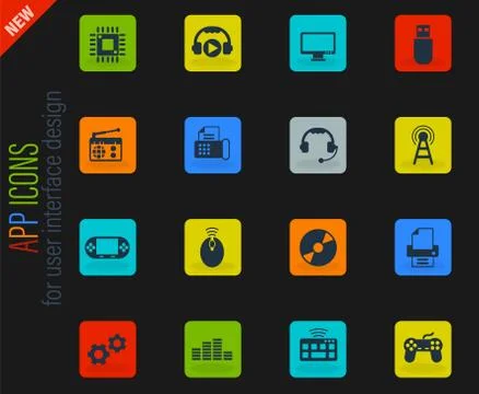 Hi tech icon set Stock Illustration