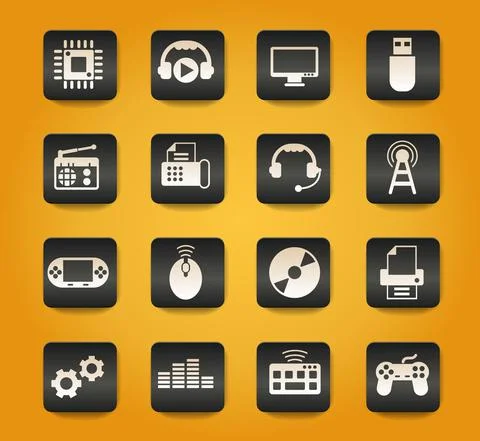 Hi tech icon set Stock Illustration