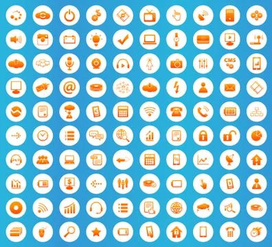 Hi-Tech icons round set Illustrazione stock