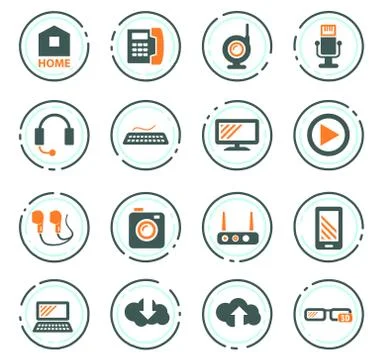 Hi tech icons set Stock Illustration