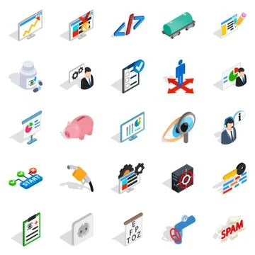 Hi tech icons set, isometric style Stock Illustration