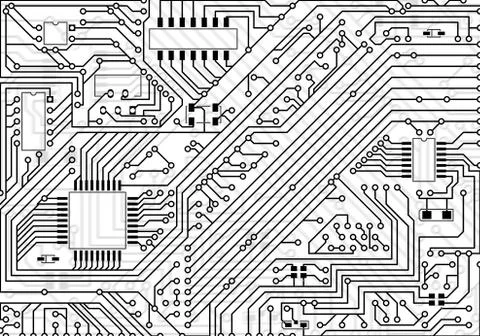 Hi-tech industrial electronic black - white background Stock Illustration