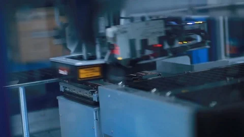 Hi-tech industrial machine, components assembly, CMS, Electronic, Technology Stock Footage 85980542