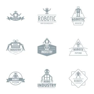 Hi tech industry logo set, simple style Stockillustratie