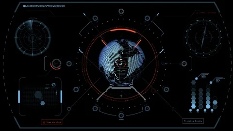 Hi-Tech Interface Data Screen GUI HUD Stock Footage 93447354