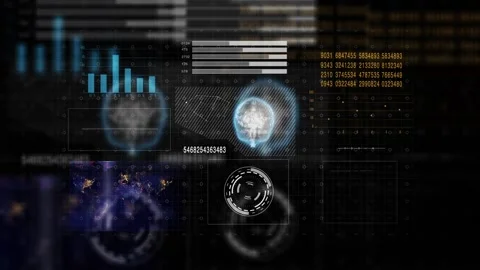 Hi-tech interface, global interface and hud technologies, abstract technology, f Stock Footage 120075405