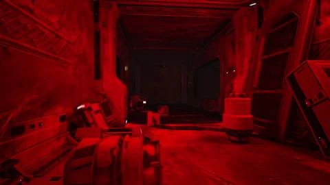 Hi-tech interior of a spaceship or futuristic planetary base after catastrophe Stock Footage 277230101