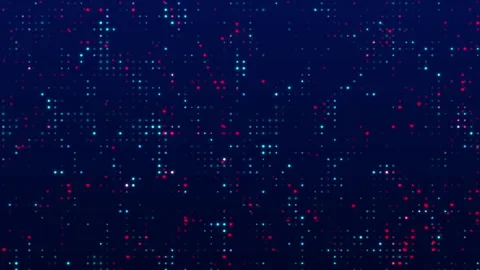 Hi tech motion graphic background, blue and red flickering dots on dark back Stock Footage 165361571
