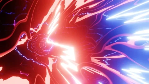 Hi-tech neon sci-fi tunel. Trendy neon glow lines form pattern and construction Stock Footage 171441960