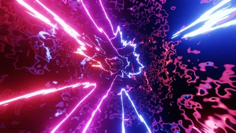 Hi-tech neon sci-fi tunel. Trendy neon glow lines form pattern and construction Stock Footage 172267789